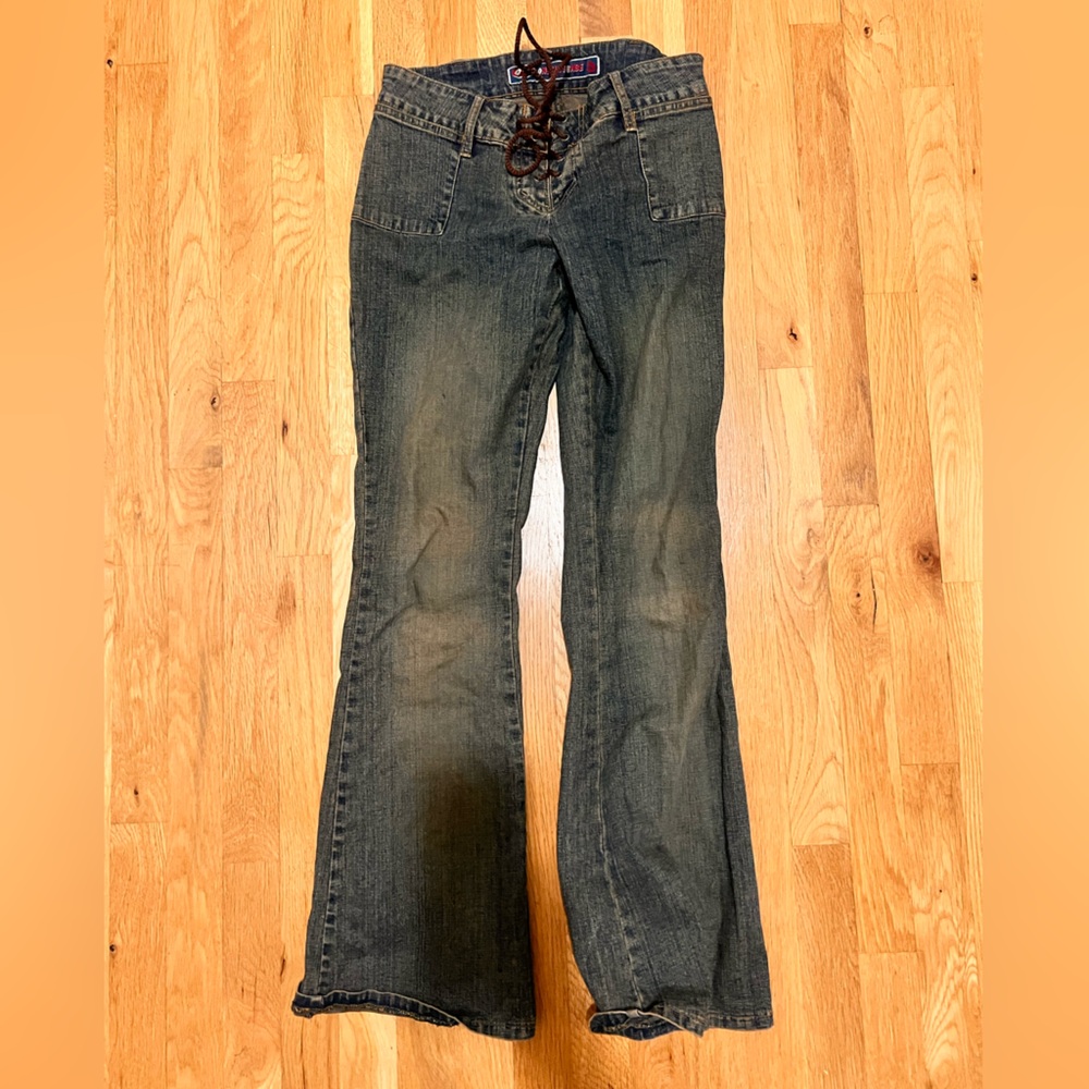 tie up flare jeans